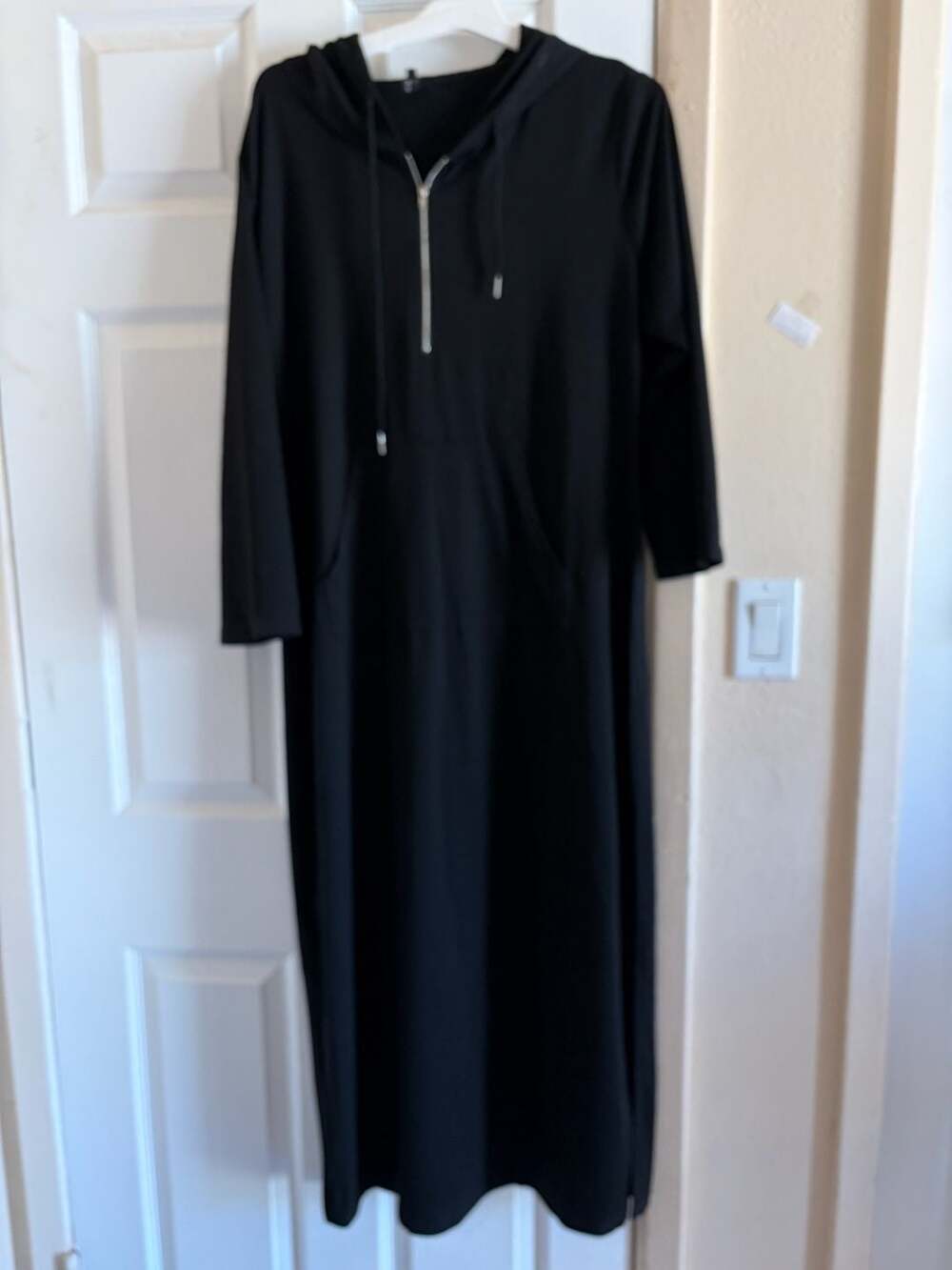 Jacansi Women's Long Sleeve Solid  Hooded  Maxi Dress  Gorpcore Streetwear